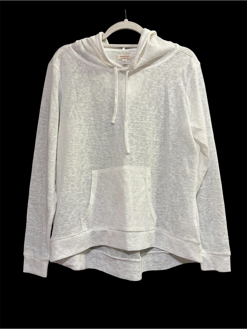 Vintage White Slub Knit Hooded Pullover